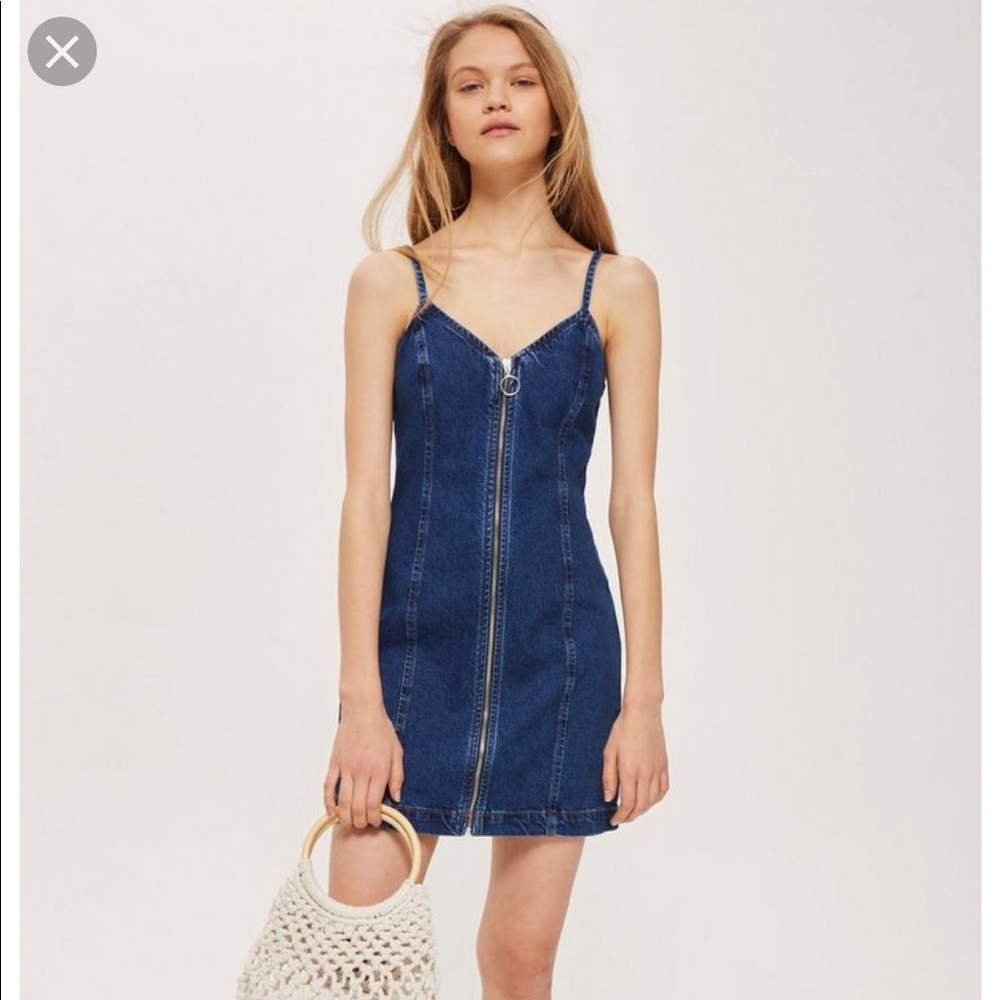 TOPSHOP ZIPUP DENIM DRESS